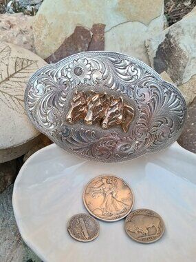 Vintage Wage Hand Engraved Solid Sterling Buckle